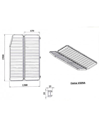 Base de cama dobrável 130/65 x 190 cm Viena