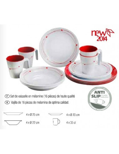 dinner set camping 16 Piece caravan abstract melamine boating high quality 