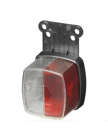 Red/white clearance light 92x42mm with reflectors on bracket