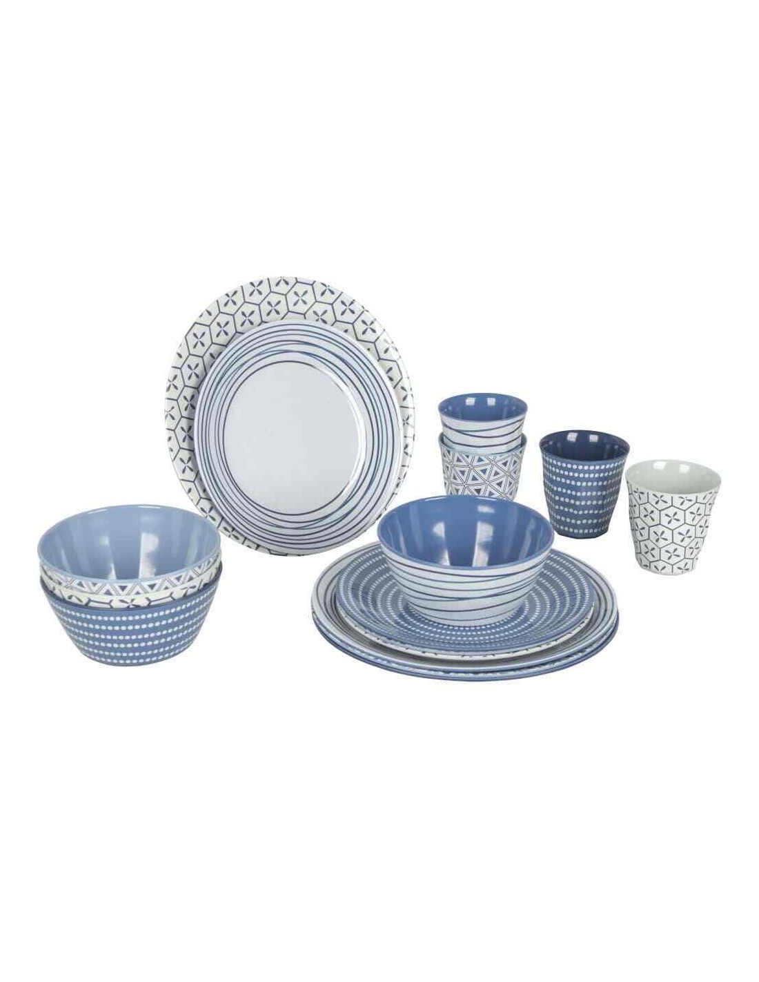 Camping dinnerware made with melamine various designs and colours available for 4 people 16 pieces 