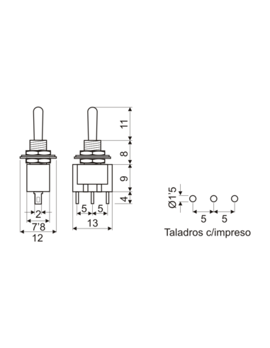 2P 1C Small Toggle Switch