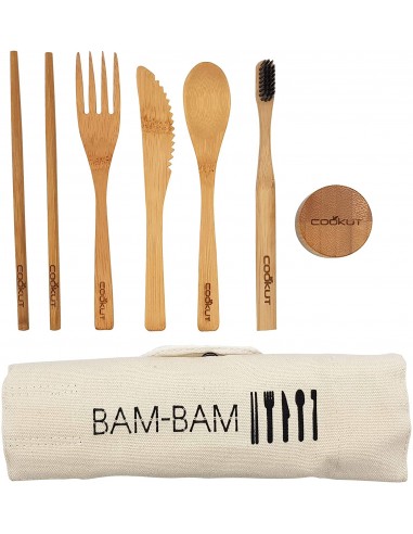 Ecological bamboo cutlery and toothbrush