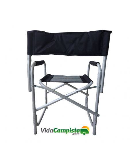 Chaise de metteur en scène pliante en aluminium noir. Midlands
