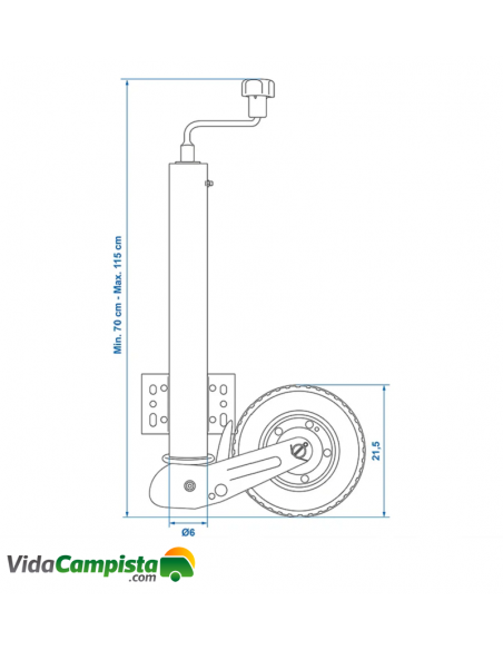 Suporte telescópico para roda jockey 60mm