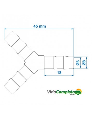 Parte in Y coda tubo 8 mm 2 pezzi in ProPlus bluff