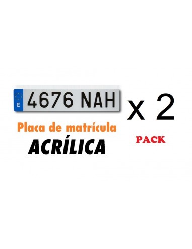 2x placas de matrícula em acrílico. Carro. Normal