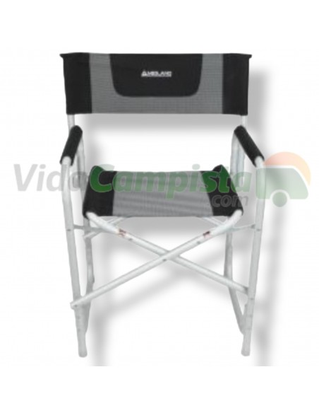 Chaise de metteur en scène pliante en aluminium noir. Midlands