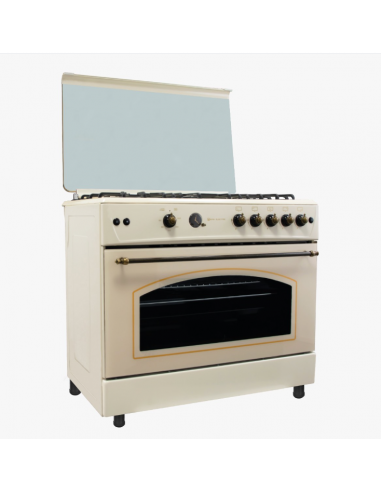 Cocina de Gas 5 fuegos estilo rústico Crema. Eas Electric