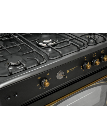 Fornello a gas 5 fuochi in stile rustico nero 90cm. Eas Electric