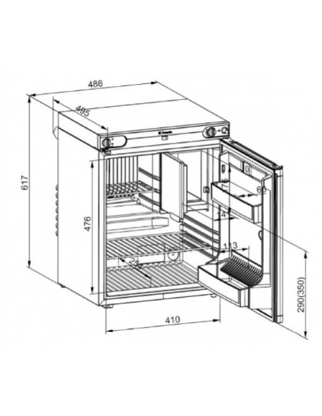 Dometic RF62 dreiwertiger Kühlschrank 54 Liter mit Gefrierfach