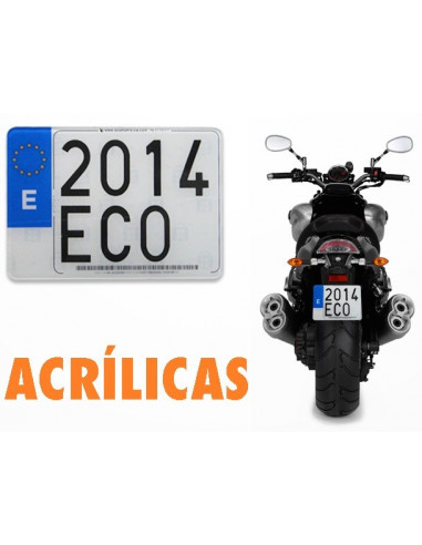 Placa de matrícula em acrílico. Motociclo