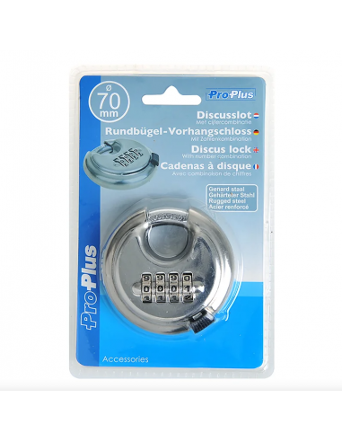 Fechadura de disco de aço inoxidável com combinação de 4 dígitos.