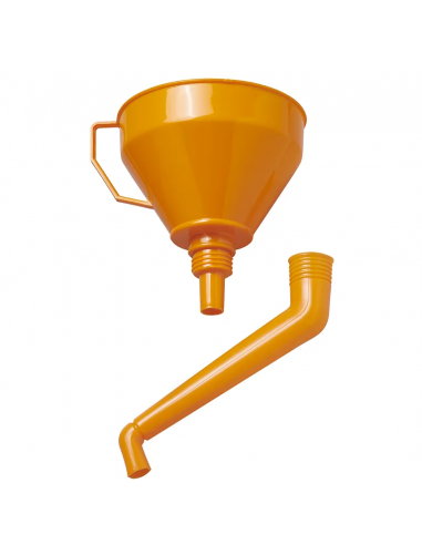 Embudo con tubo en ángulo naranja.