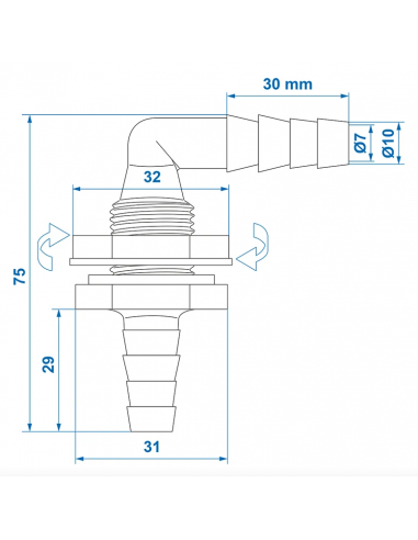 Raccord mixte pour cuves et réservoirs.