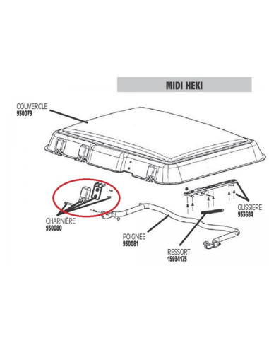 Bisagra for skylight Midi Heki Dometic