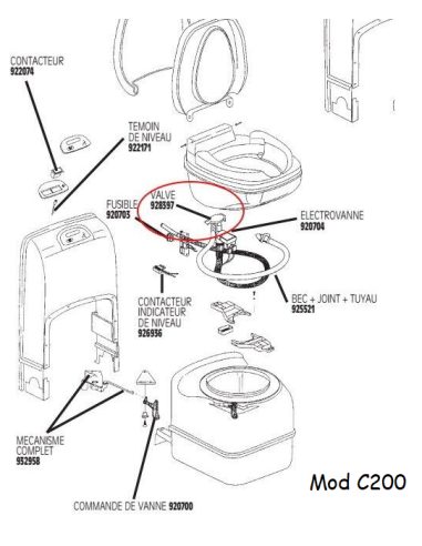 Válvula de vacío para SC200 Thetford