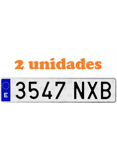 2x Placas de matrícula em alumínio. Carro. Longa