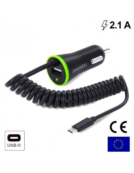 Cargador de coche tipo C+USB 3 Amp.