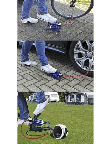 Bomba de pé de cilindro duplo PRO PLUS 7BAR/100 PSI com manômetro