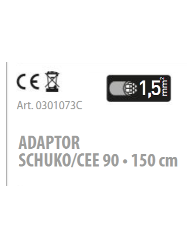 Adaptador Schuko/Cetac con codo para exterior de 1,50 cm con un grosor de 1,50 mm²