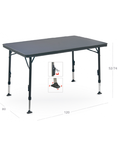 Mesa aluminium Crespo 120 x 80 cm